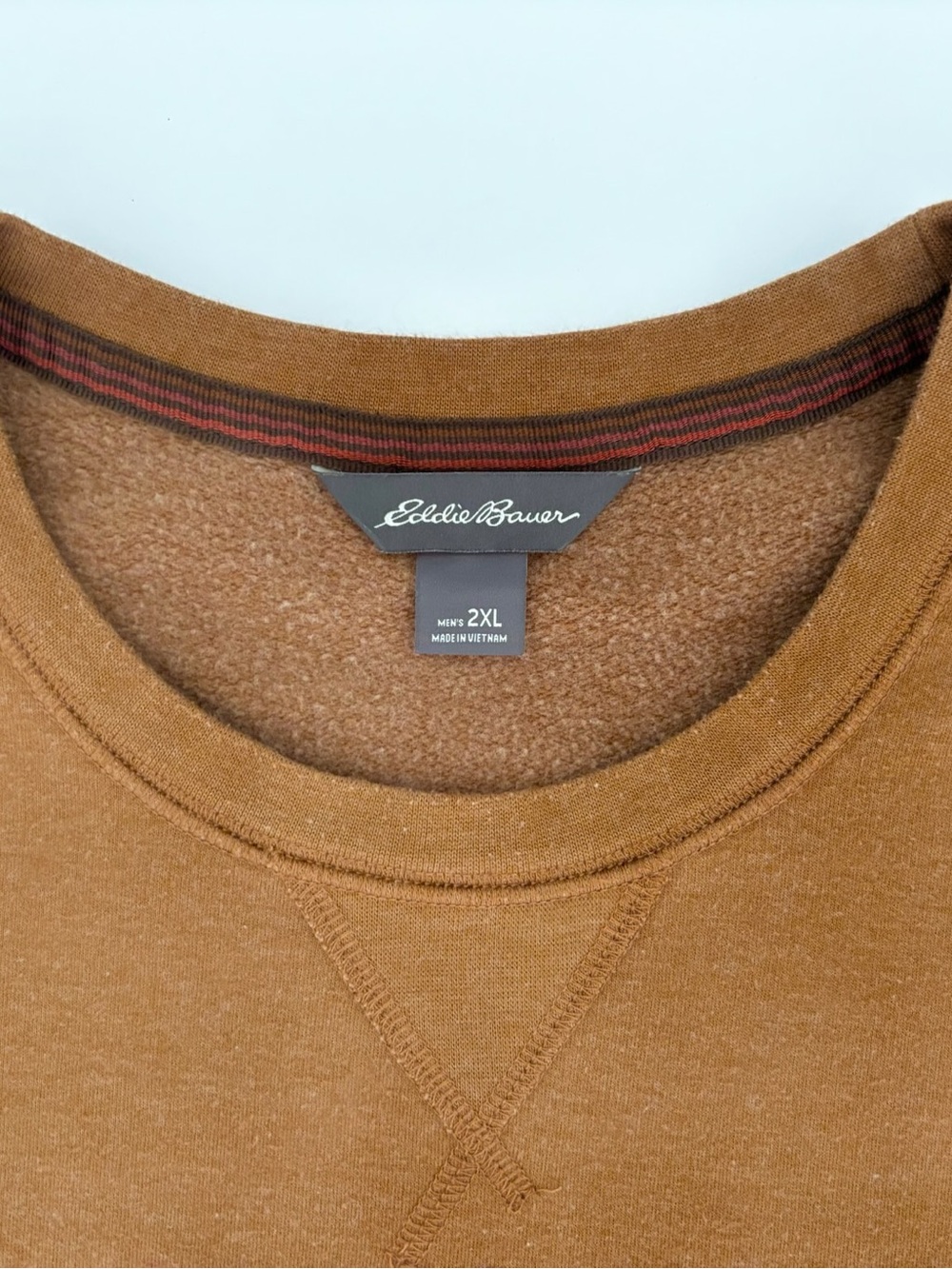 Eddie Bauer Crewneck Sweatshirt Men's 2XL Rust Orange Fleece Lined Pullover